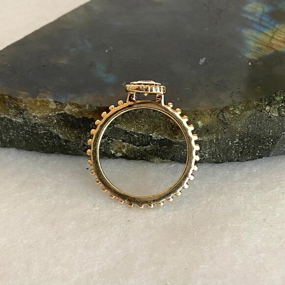 Gold Vermeil Sterling Silver 925 Square Yellow Cubic Zirconia Solitaire Ring 5 - Picture 7 of 16